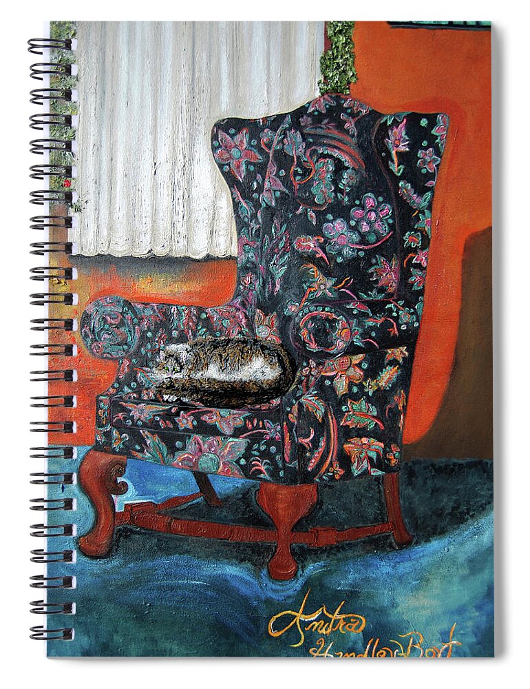 Kitty Spiral Notebook featuring the painting The Blessing/Heathcliff Detail by Anitra Handley-Boyt