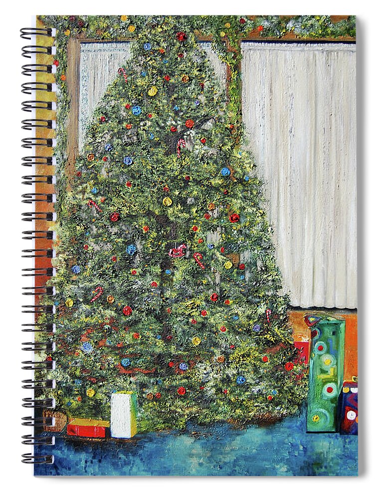 Christmas Tree Spiral Notebook featuring the painting The Blessing/Tree by Anitra Handey-Boyt