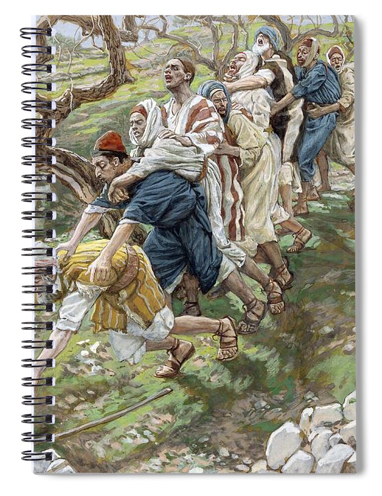 Sight Spiral Notebook featuring the painting The Blind Leading the Blind by Tissot