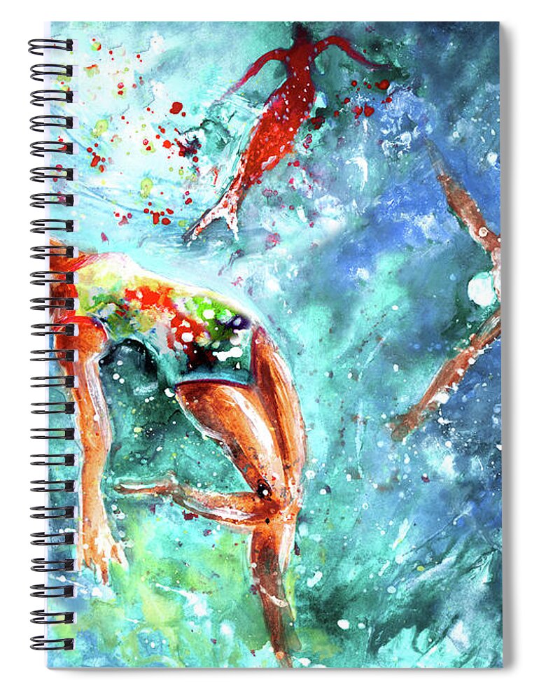 Sports Spiral Notebook featuring the painting The Blood Of A Siren by Miki De Goodaboom