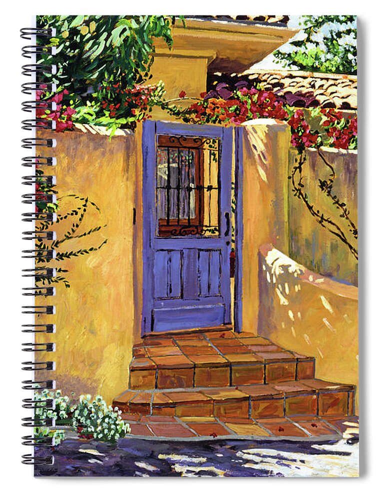 Spanish Spiral Notebook featuring the painting The Blue Door by David Lloyd Glover