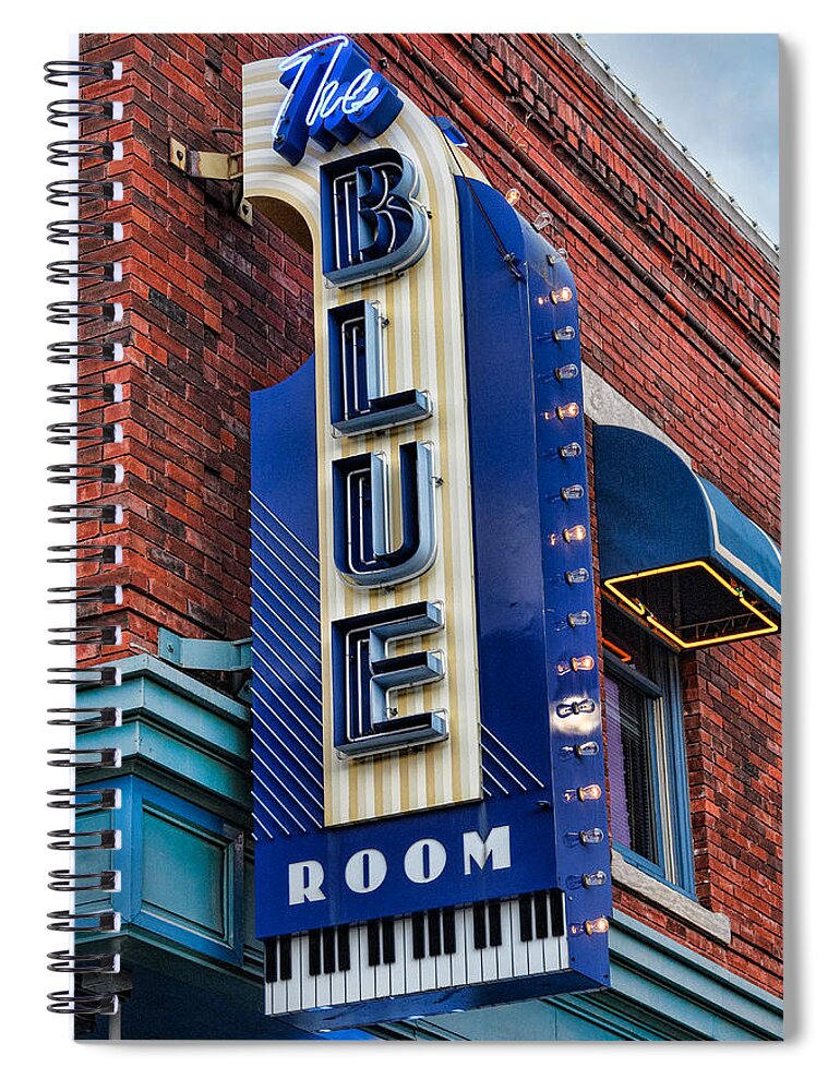 Steven Bateson Spiral Notebook featuring the photograph The Blue Room Sign by Steven Bateson