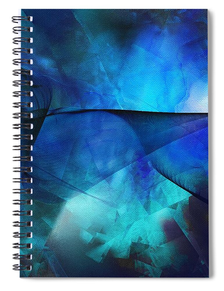 Abstract Digital Painting Spiral Notebook featuring the painting The Blue Sound by Wolfgang Schweizer