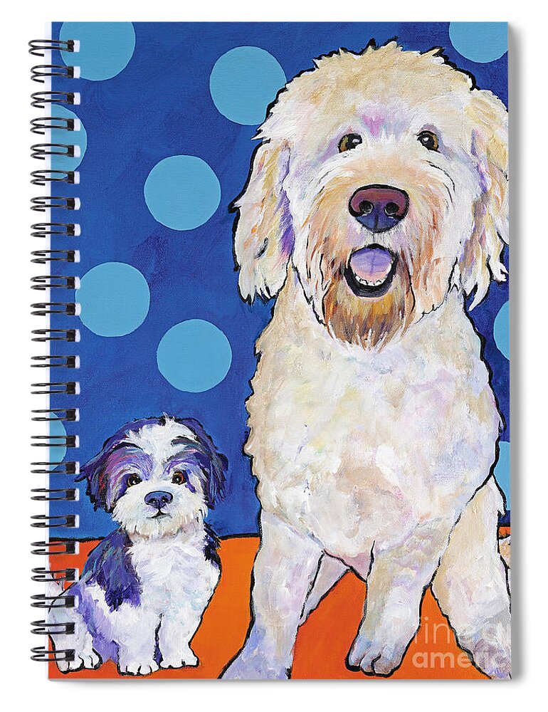 Pet Portraits Spiral Notebook featuring the painting The Blues Brothers by Pat Saunders-White