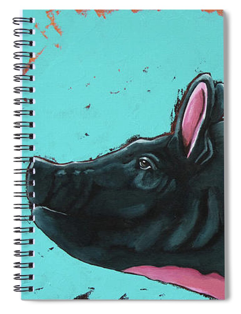 Pig Spiral Notebook featuring the painting The Blushing Pig by Lucia Stewart