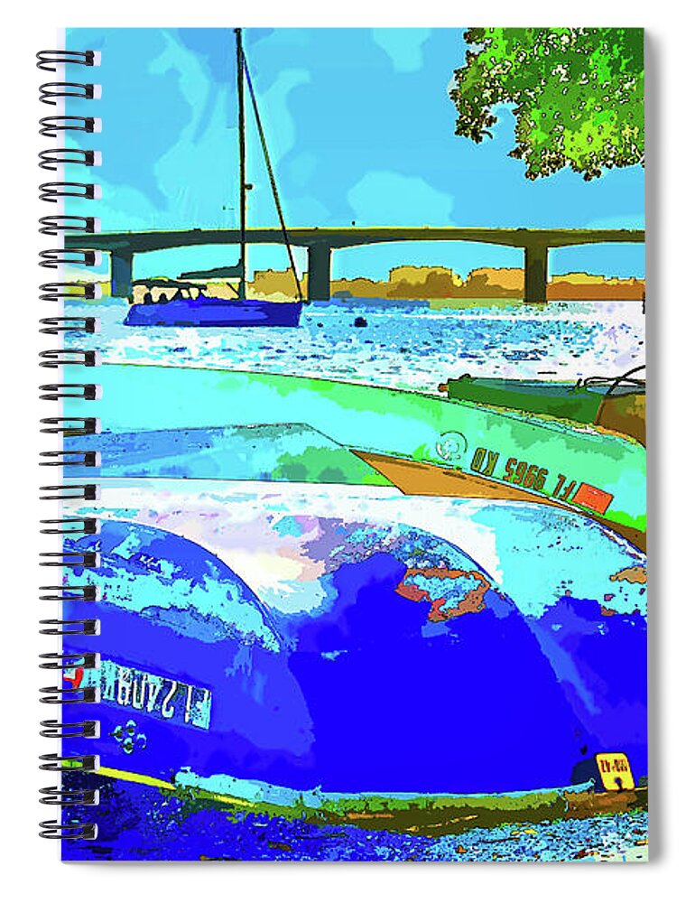 susan Molnar Spiral Notebook featuring the photograph The Boats The Bay and The Bridge by Susan Molnar