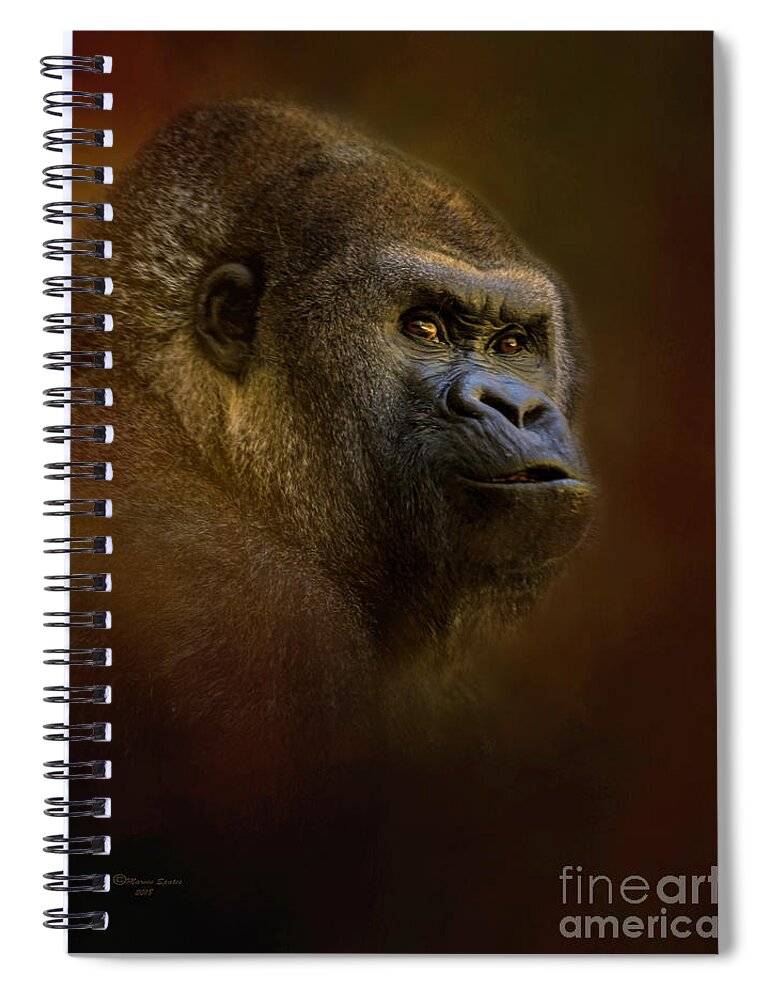 Gorilla Spiral Notebook featuring the mixed media The Boss by Marvin Spates