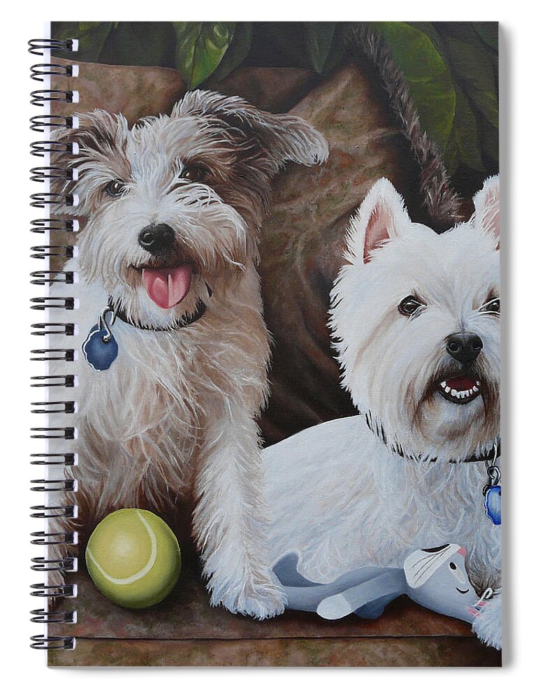 Dogs Spiral Notebook featuring the painting The Boyz by Vic Ritchey