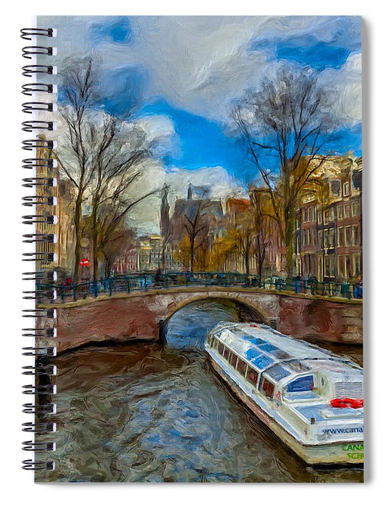 Amsterdam Spiral Notebook featuring the photograph The Bridges of Amsterdam by Juan Carlos Ferro Duque