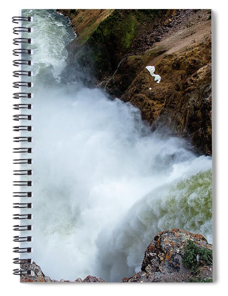 Canyon Spiral Notebook featuring the photograph The Brink of the Lower Falls of the Yellowstone River by Frank Madia