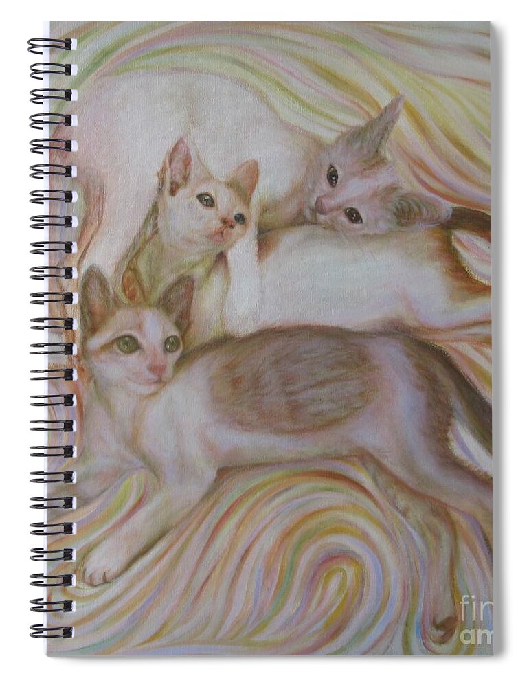 Cat Spiral Notebook featuring the painting The Brothers by Sukalya Chearanantana