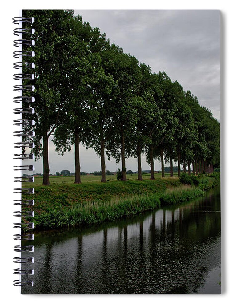 Belgium Spiral Notebook featuring the photograph The canal by Ingrid Dendievel