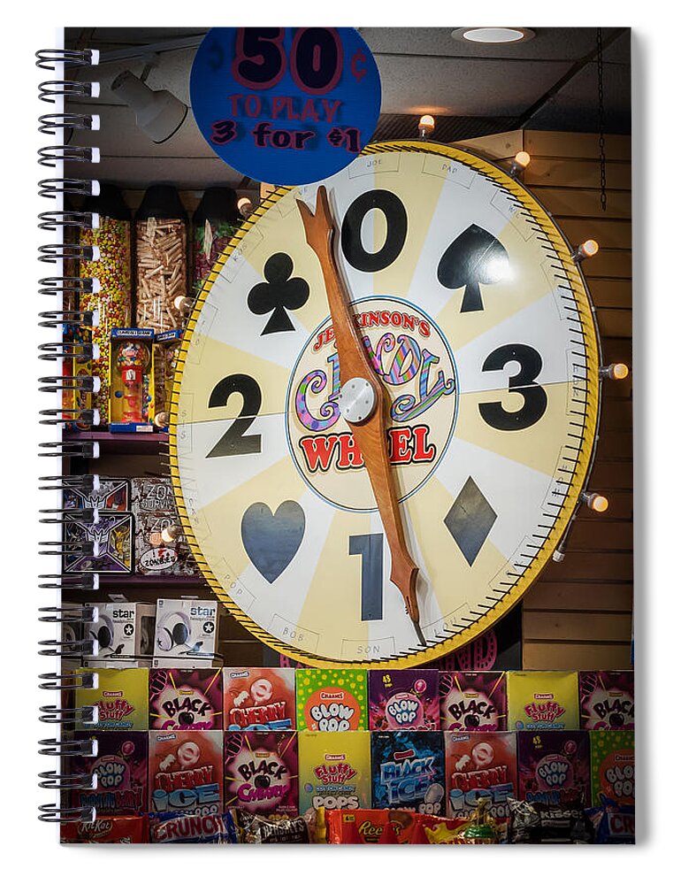 Terry D Photography Spiral Notebook featuring the photograph The Candy Wheel Point Pleasant Boardwalk by Terry DeLuco