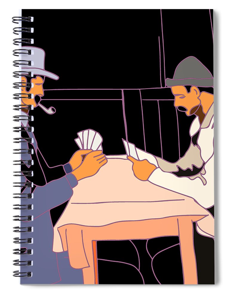 Card Spiral Notebook featuring the digital art The card players by Piotr Dulski