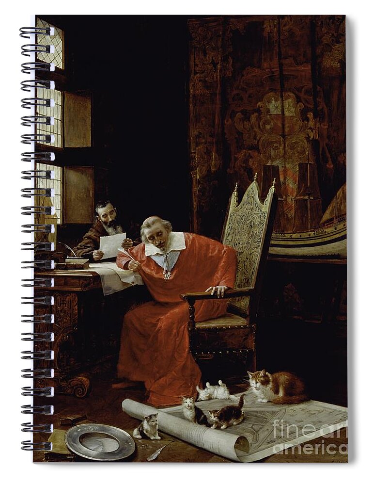 Cardinal Spiral Notebook featuring the painting The Cardinal's Leisure by Charles Edouard Delort