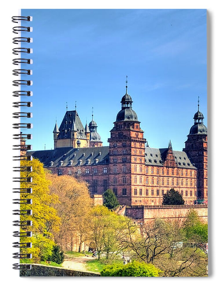 Castle Spiral Notebook featuring the photograph The castle Johannisburg in Aschaffenburg in Germany by Gina Koch