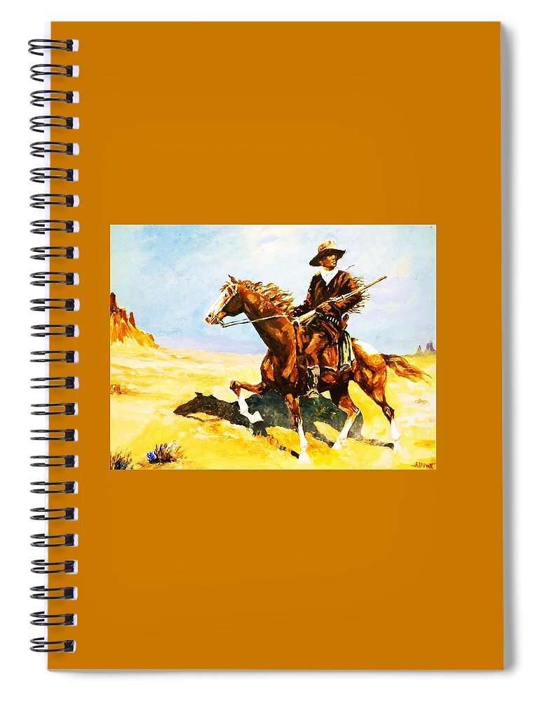 Scout On Horseback Spiral Notebook featuring the painting The Cavalry Scout by Al Brown