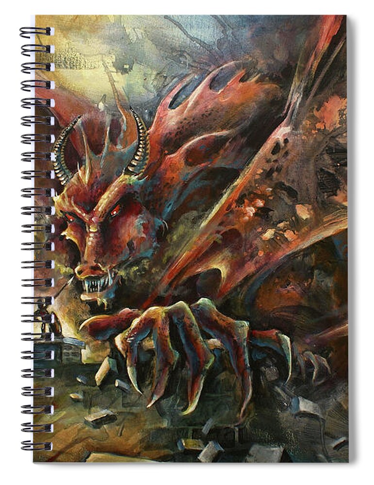 Fantasy Spiral Notebook featuring the painting The Challenge by Michael Lang