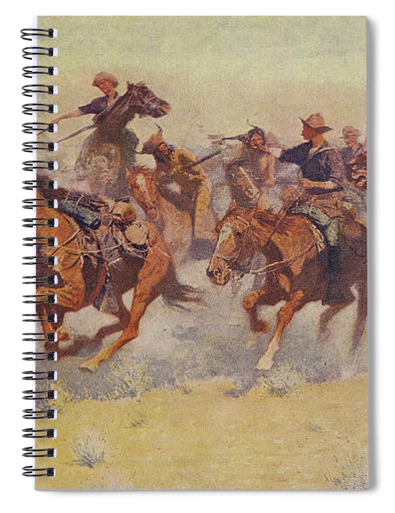 The Charge Spiral Notebook featuring the painting The Charge by Frederic Remington