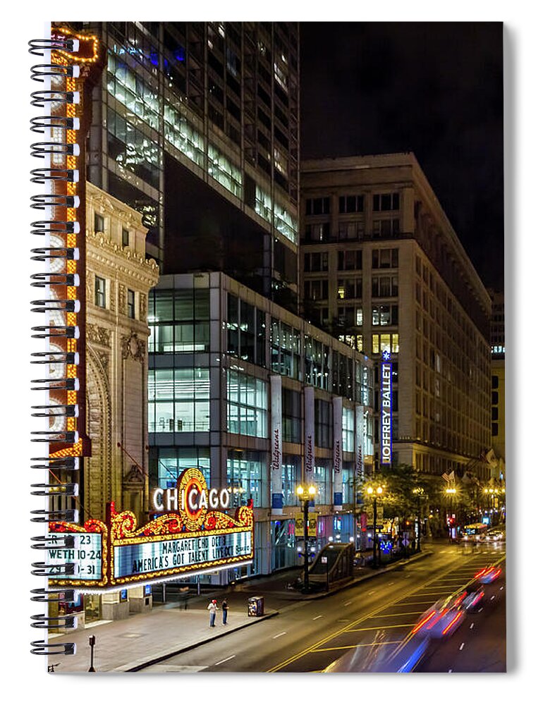 Chicago Spiral Notebook featuring the photograph Illinois - The Chicago Theater by Ron Pate