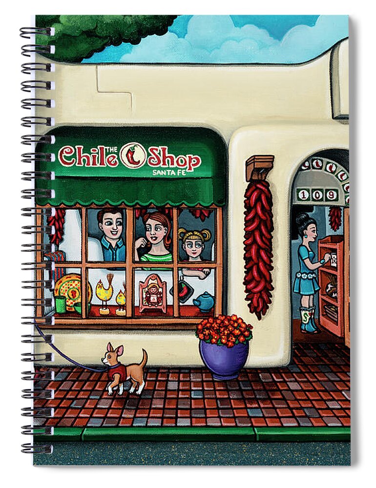Chile Shop Spiral Notebook featuring the painting The Chile Shop Santa Fe by Victoria De Almeida