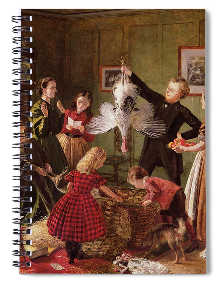 The Spiral Notebook featuring the painting The Christmas Hamper by Robert Braithwaite Martineau