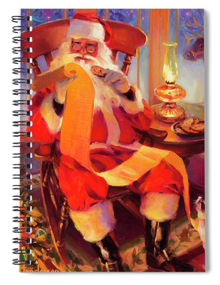 Santa Spiral Notebook featuring the painting The Christmas List by Steve Henderson