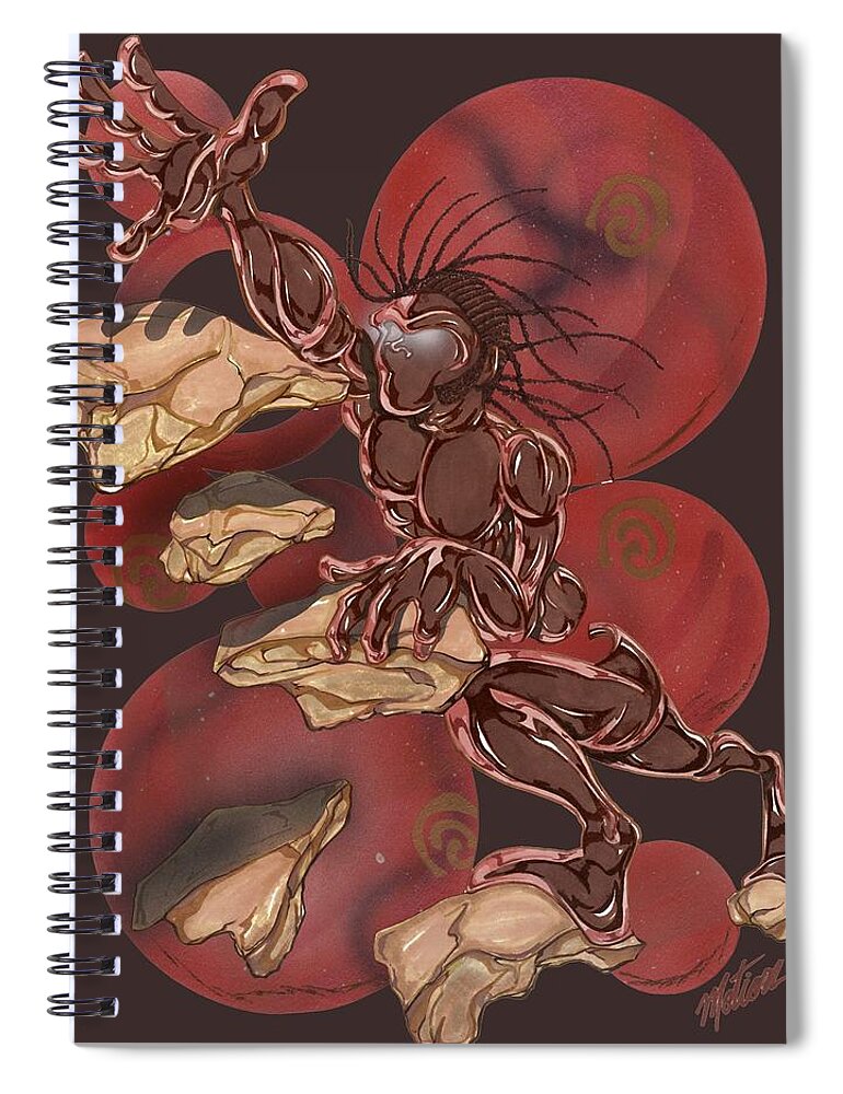 Abstract Spiral Notebook featuring the mixed media The Climb by Demitrius Motion Bullock