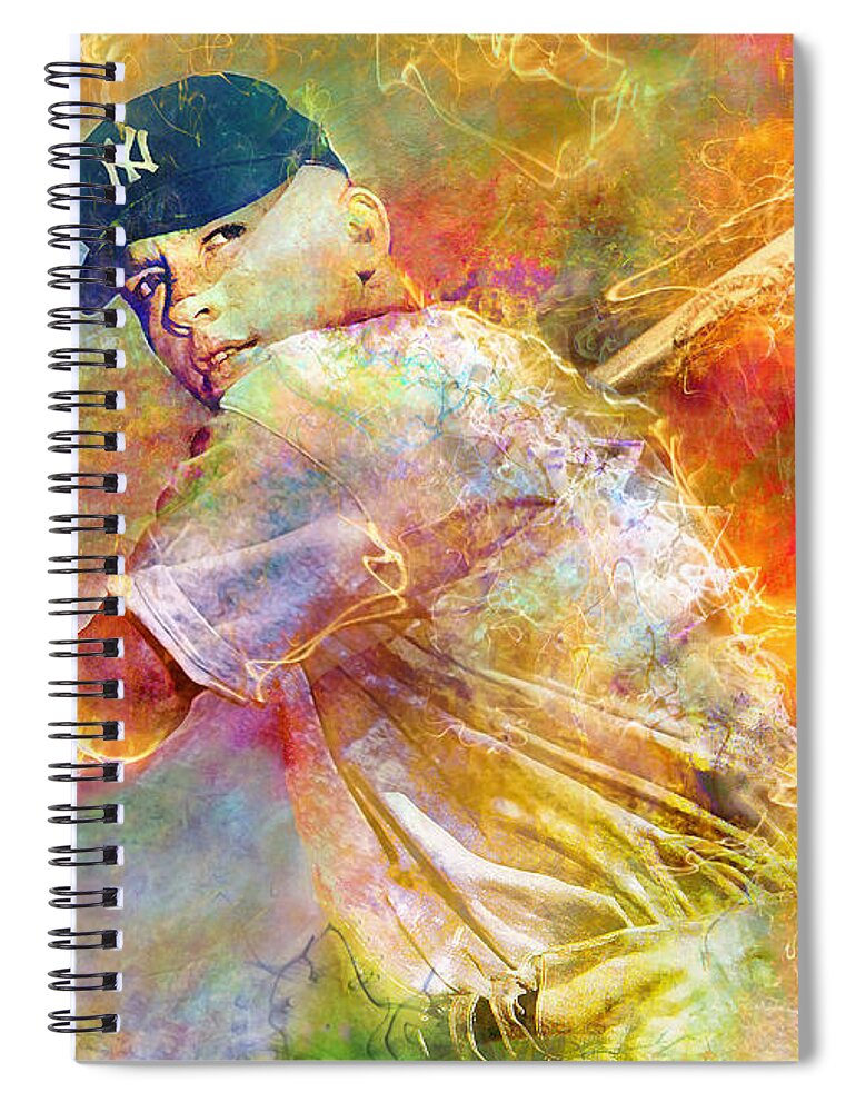 Mickey Mantle Spiral Notebook featuring the digital art The Commerce Comet by Mal Bray