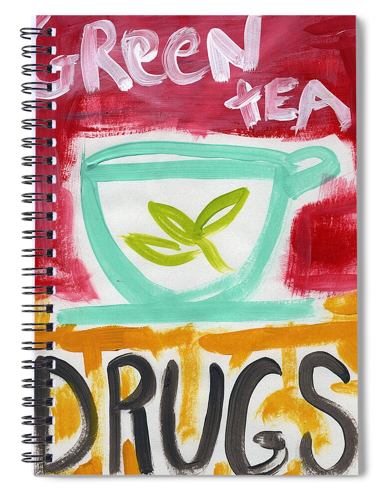 Green Tea Spiral Notebook featuring the painting The Common Cure- Abstract Expressionist Art by Linda Woods
