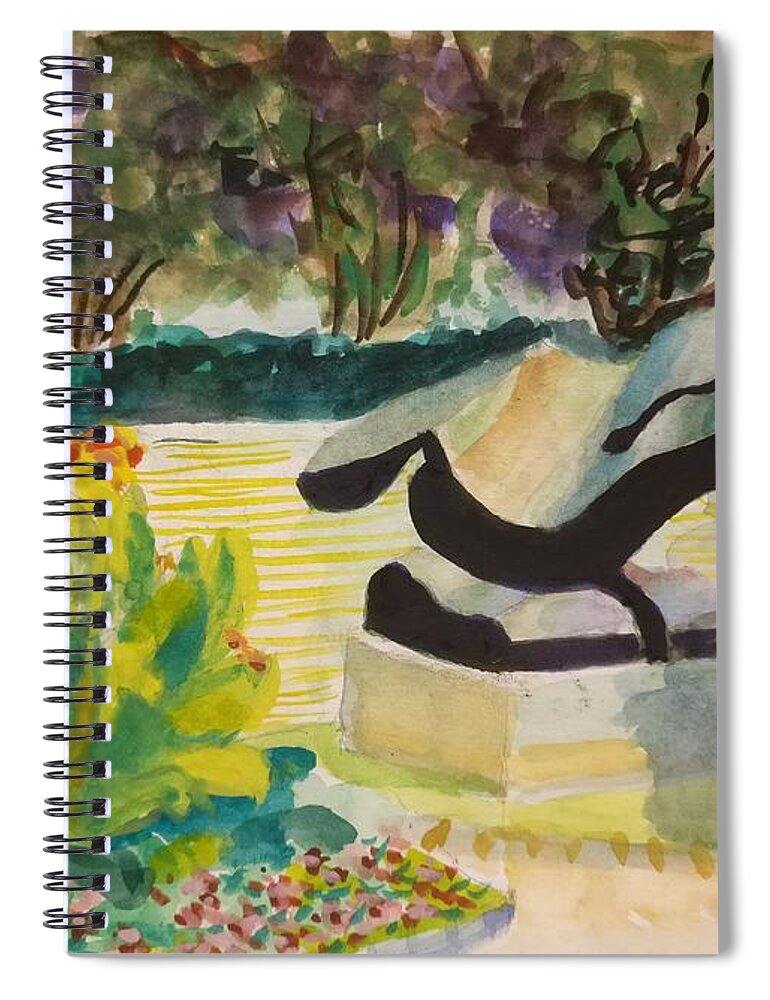 Architectural Spiral Notebook featuring the painting The Corinthian Garden by Nicolas Bouteneff