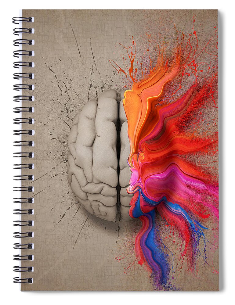 Brain Spiral Notebook featuring the digital art The Creative Brain by Johan Swanepoel