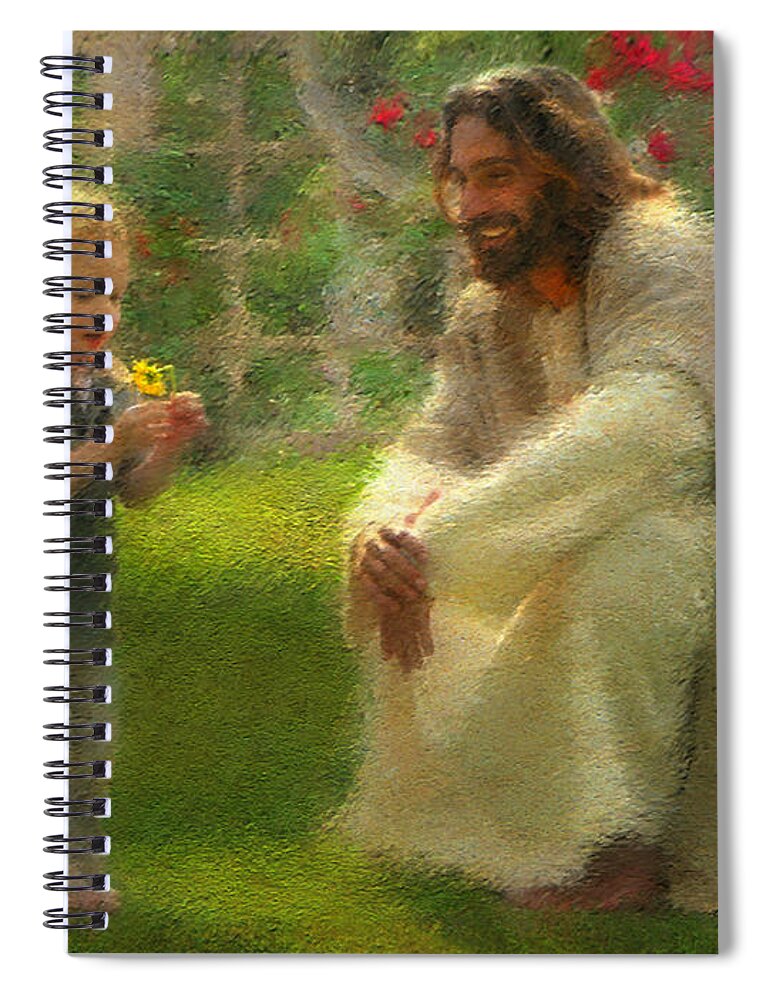Jesus Spiral Notebook featuring the painting The Dandelion by Greg Olsen