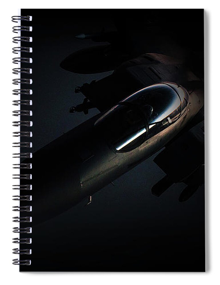 F15 Spiral Notebook featuring the digital art The Dark Knight by Airpower Art