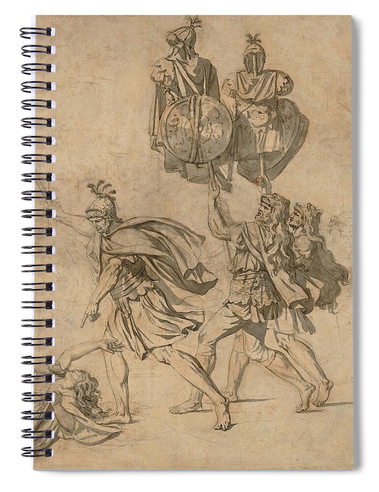 Jacques-louis David Spiral Notebook featuring the drawing The Death of Camilla by Jacques-Louis David