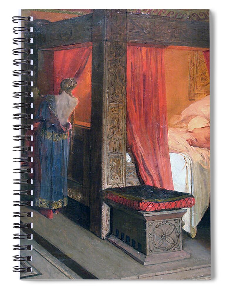 Jean-paul Laurens Spiral Notebook featuring the painting The Death of Galswintha by Jean-Paul Laurens