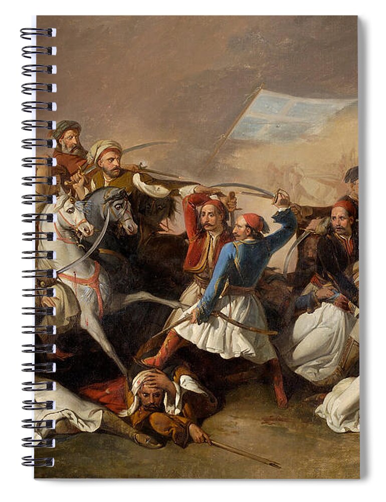 Filippo Marsigli Spiral Notebook featuring the painting The Death of Markos Botsaris by Filippo Marsigli