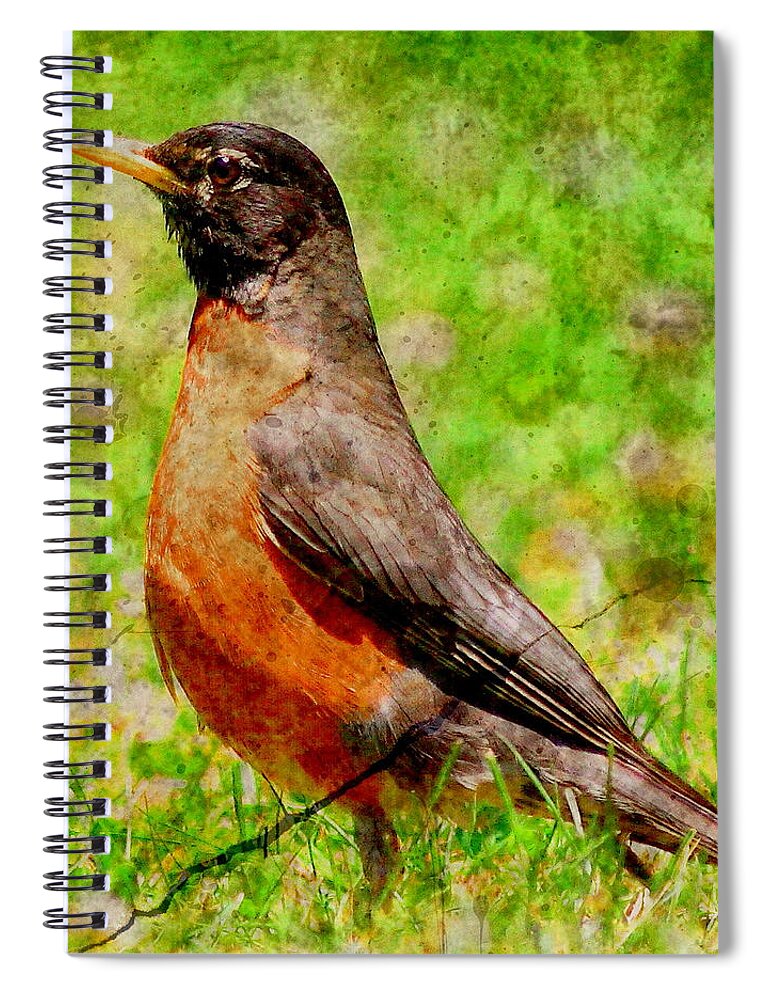 Texture Spiral Notebook featuring the photograph The Early Bird . texture . square by Wingsdomain Art and Photography