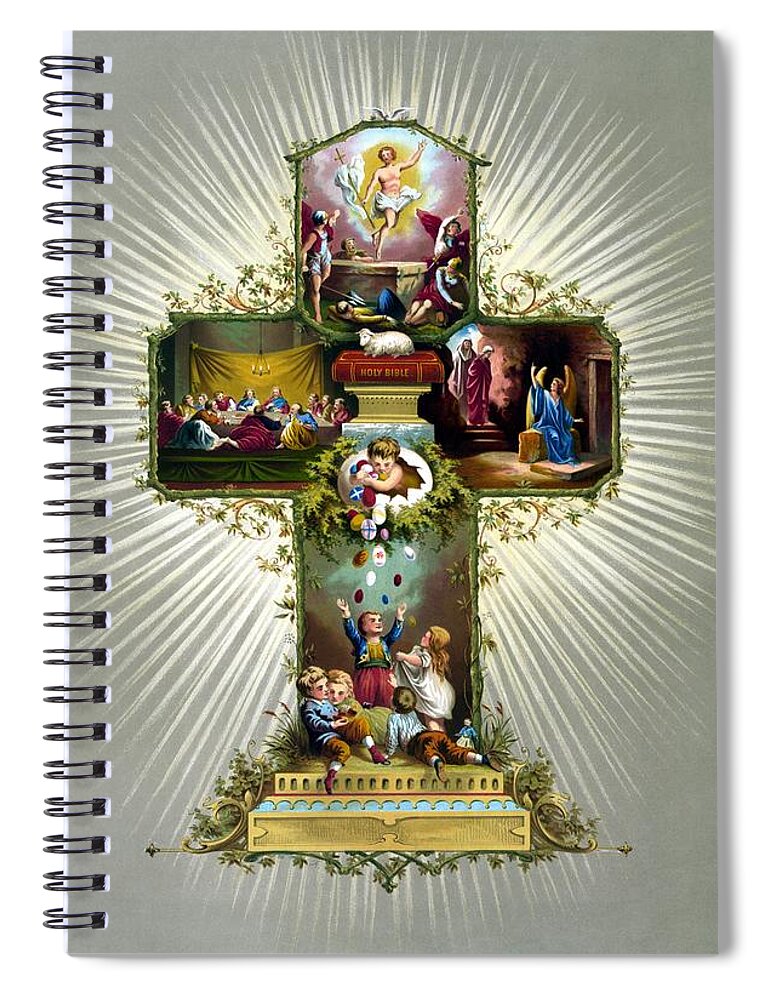 Jesus Spiral Notebook featuring the painting The Easter Cross by War Is Hell Store