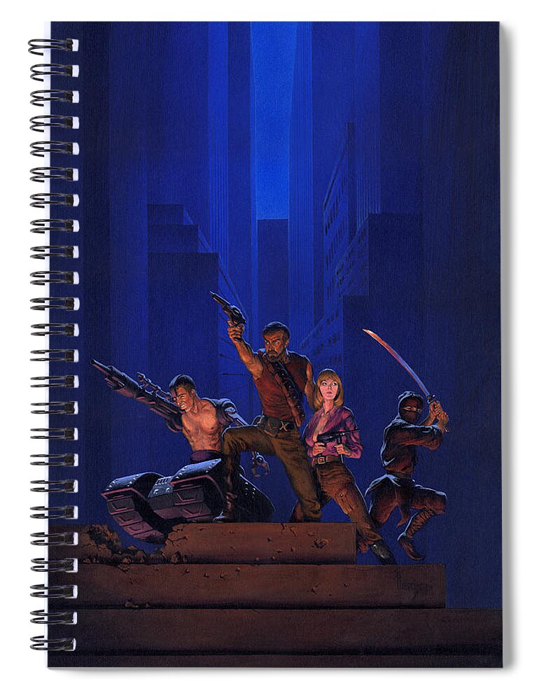Space Spiral Notebook featuring the painting The Eliminators by Richard Hescox
