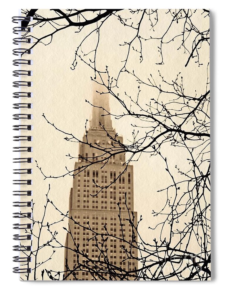 Empire State Building Spiral Notebook featuring the photograph The Empire State Building on a Foggy Afternoon by Sarah Loft