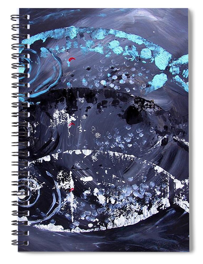 Fish Spiral Notebook featuring the painting The End of This is Near by J Vincent Scarpace