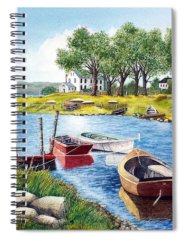 Estuary Spiral Notebook featuring the painting The Estuary by Lizbeth McGee