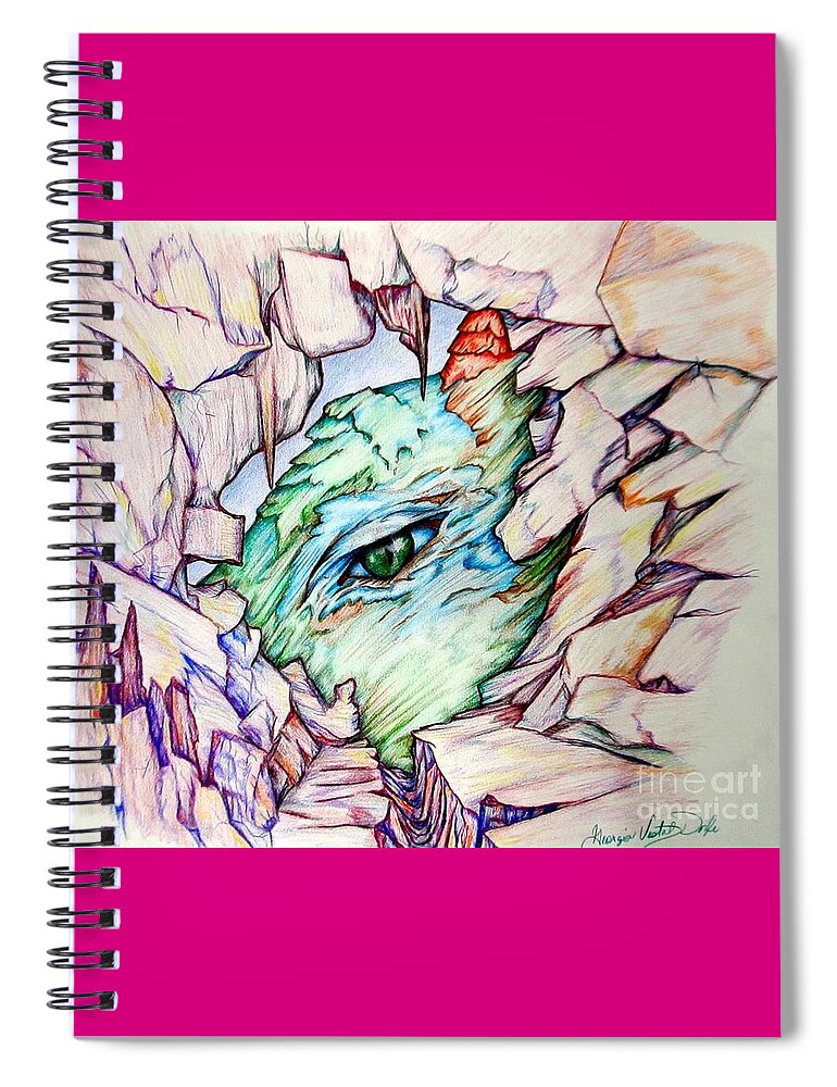 Color Pencil Spiral Notebook featuring the drawing Somewhere In Time by Georgia Doyle
