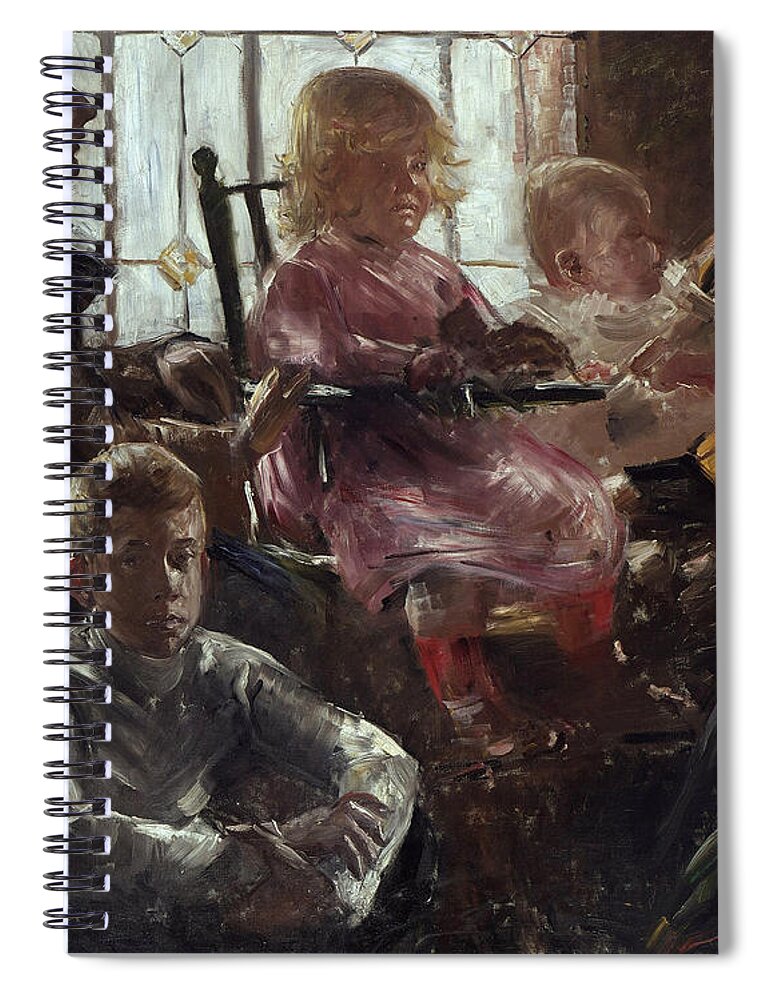 Lovis Corinth Spiral Notebook featuring the painting The Family of the Painter Fritz Rumpf by Lovis Corinth