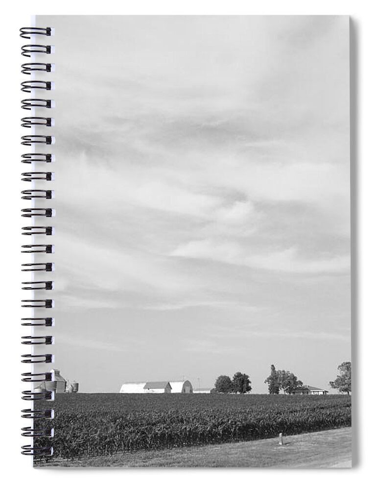 Black And White Spiral Notebook featuring the photograph The Farm Around the Bend by Caryl J Bohn