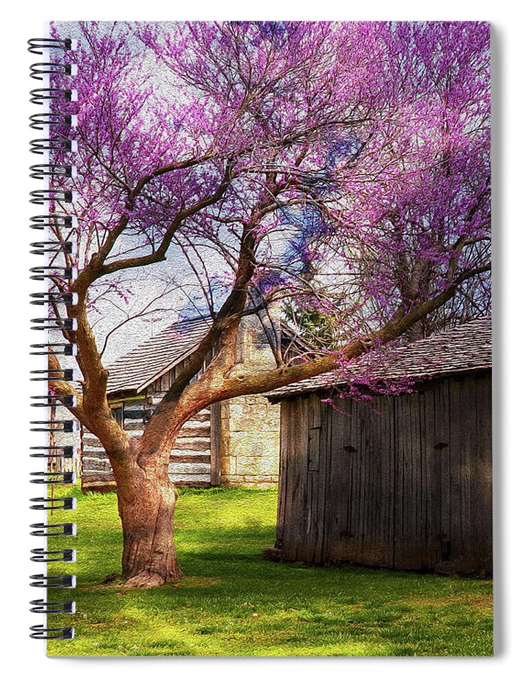 Landscape Spiral Notebook featuring the digital art The Farm by Lena Wilhite