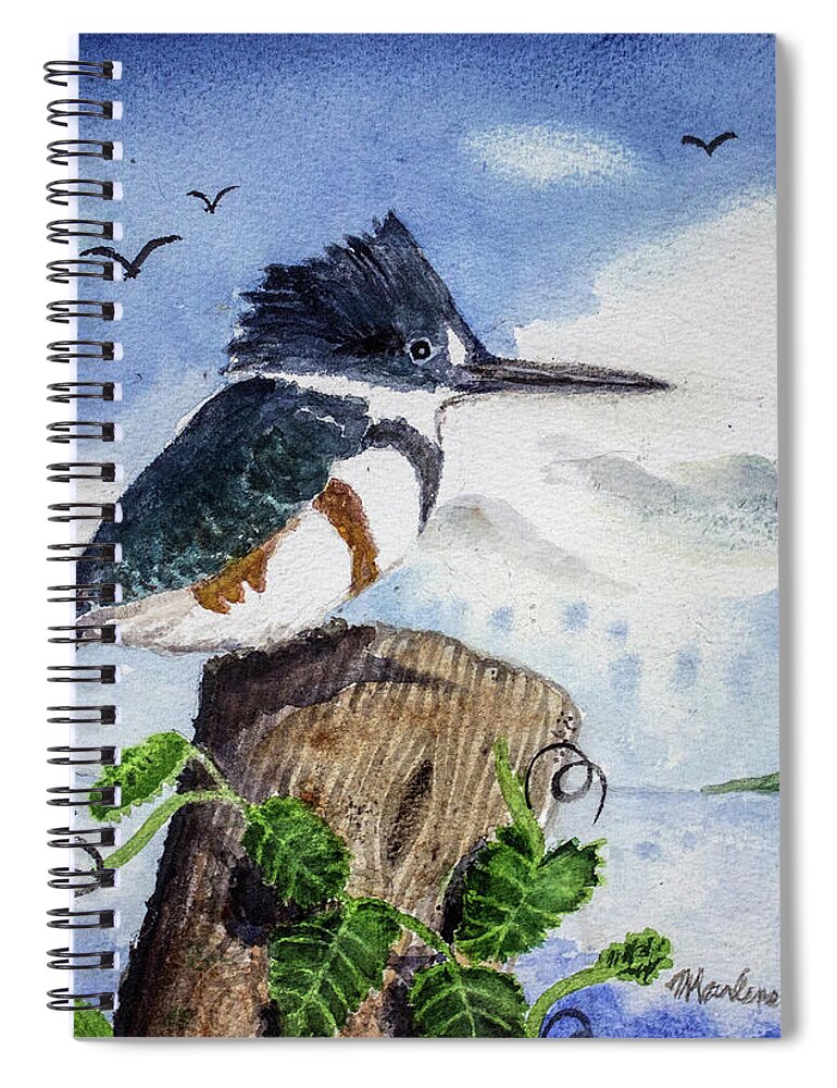 Bird Spiral Notebook featuring the painting The Fisher Queen by Marlene Schwartz Massey