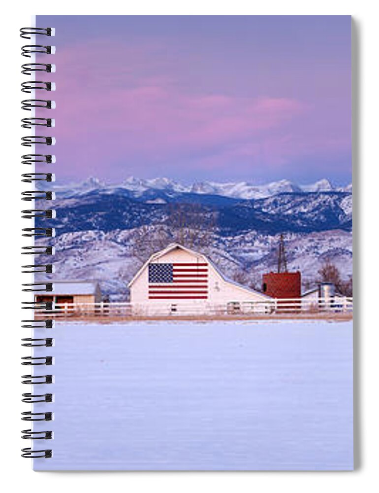 Mountains Spiral Notebook featuring the photograph The Flag Barn and the Mountains by Ronda Kimbrow