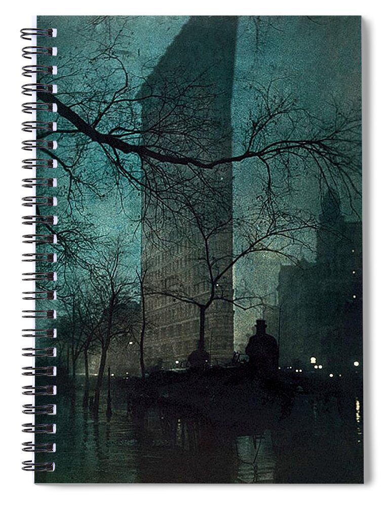 The Flatiron Building Spiral Notebook featuring the painting The Flatiron Building by Edward Steichen